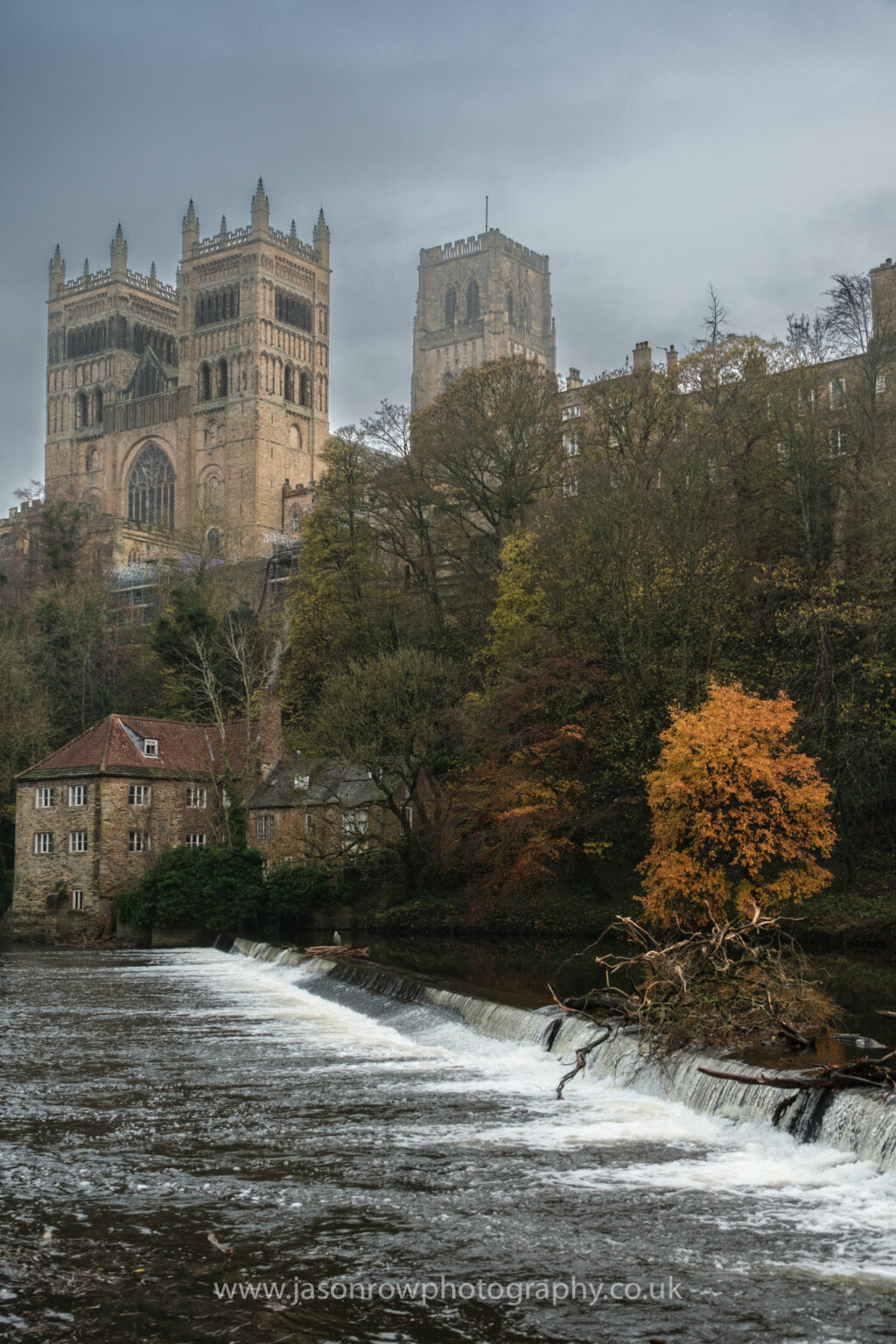 Durham Cathdral and wear on a mist winter day