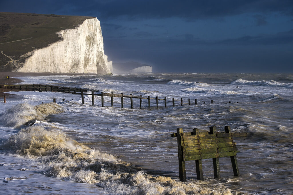 Seven Sisters Cliffs in storm