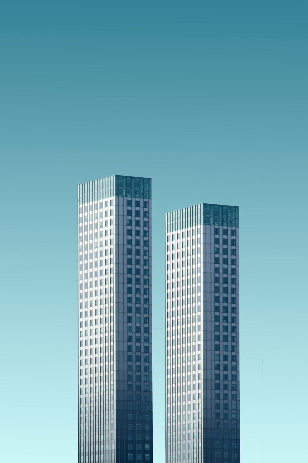 blue sky skyscrapers minimal