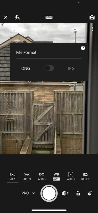 Screenshot of Adobe Lightroom Mobile Camera App