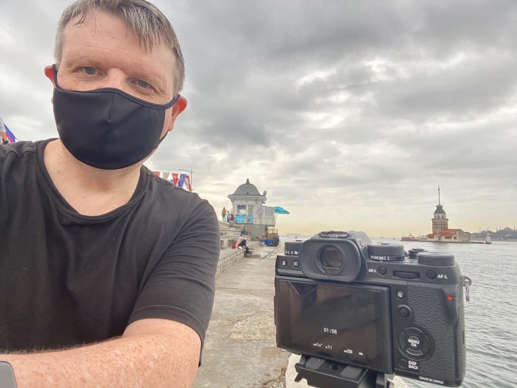 photography wearing mask on shoot