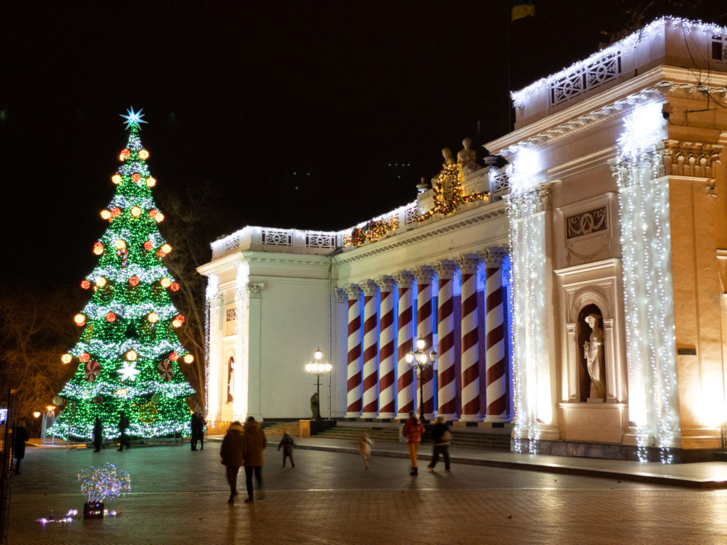 Odessa parliament at night shot on Procamera app and iPhone 11 Pro