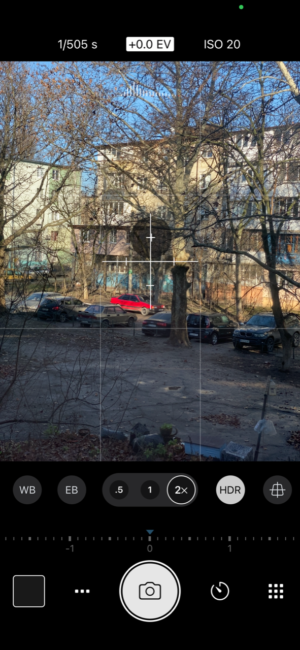 Screenshot of the Procamera app on iPhone 11 Pro