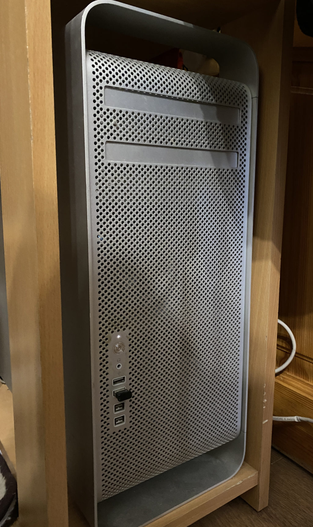 2009 Apple Mac Pro under a desk