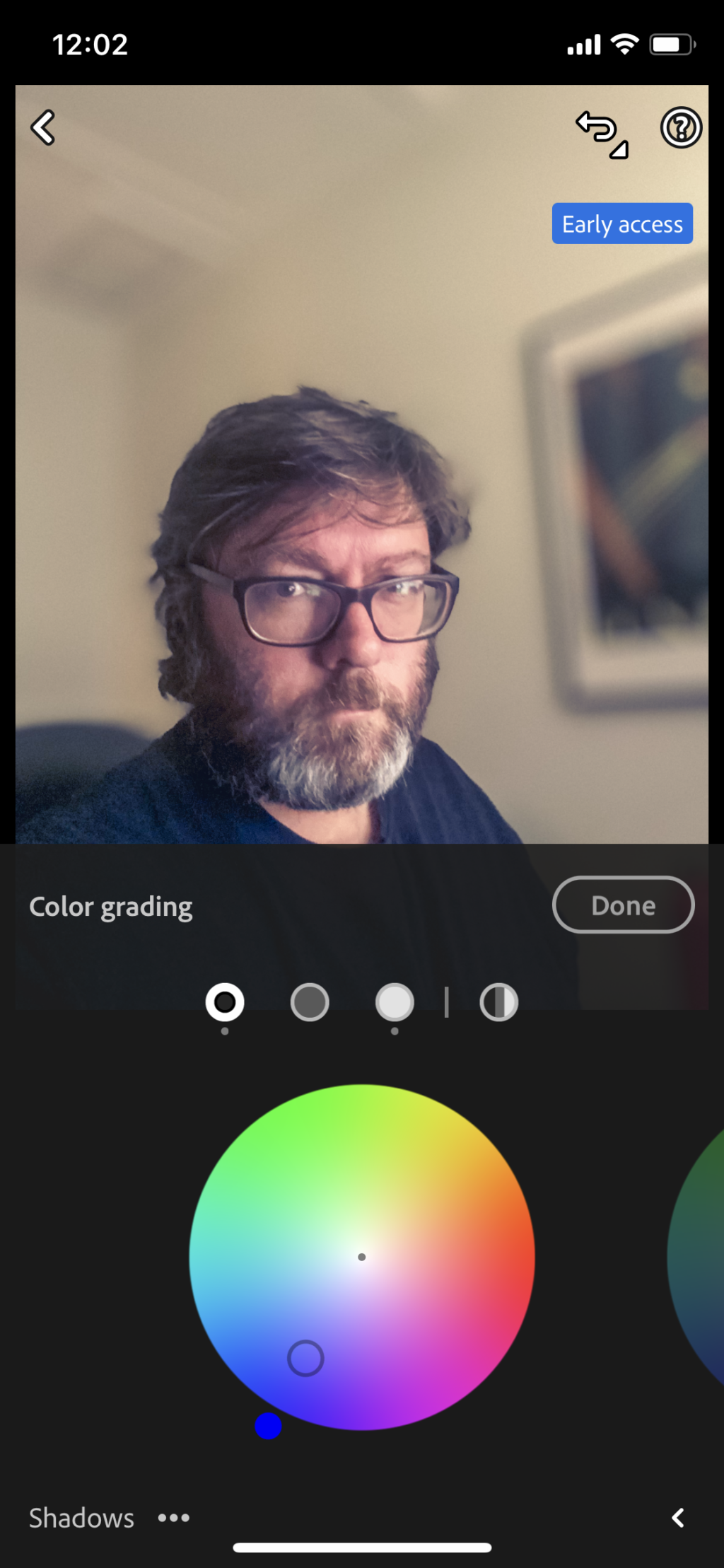 color grading a selfie - shadows