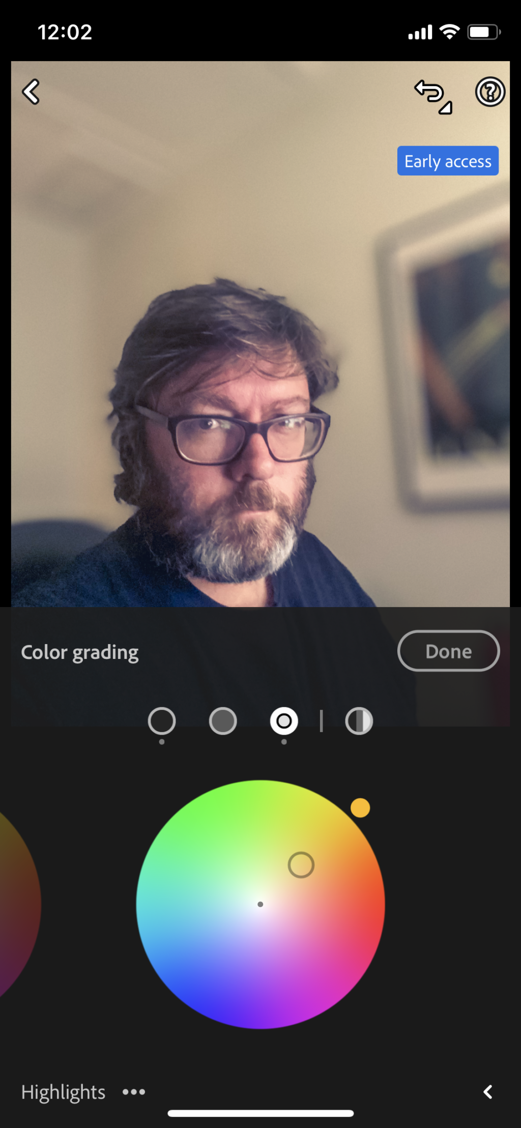 color grading a selfie - highlights