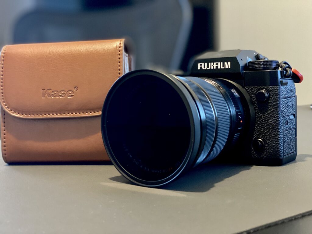 Magnetic filter on lens of Fujifilm camera