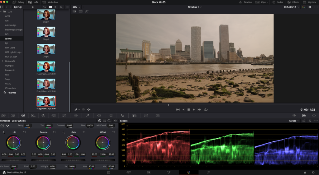 Adding A LUT to an clip in DaVinci Resolve color grade cinematic footage
