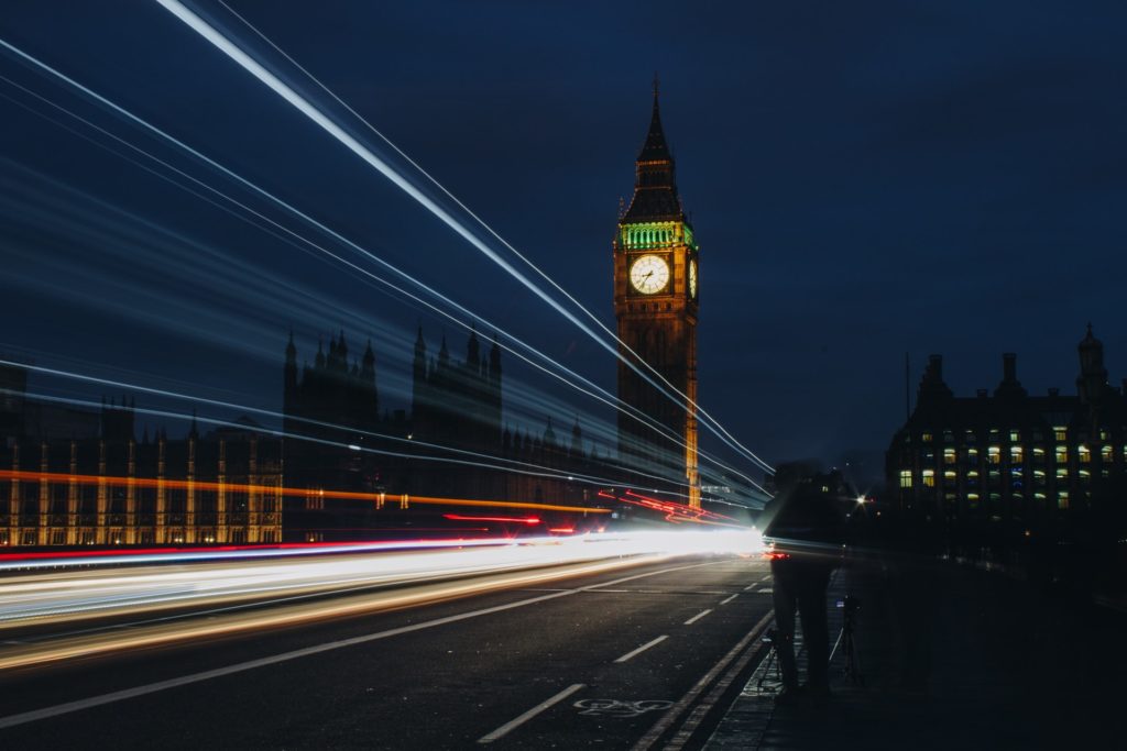 light trails at night