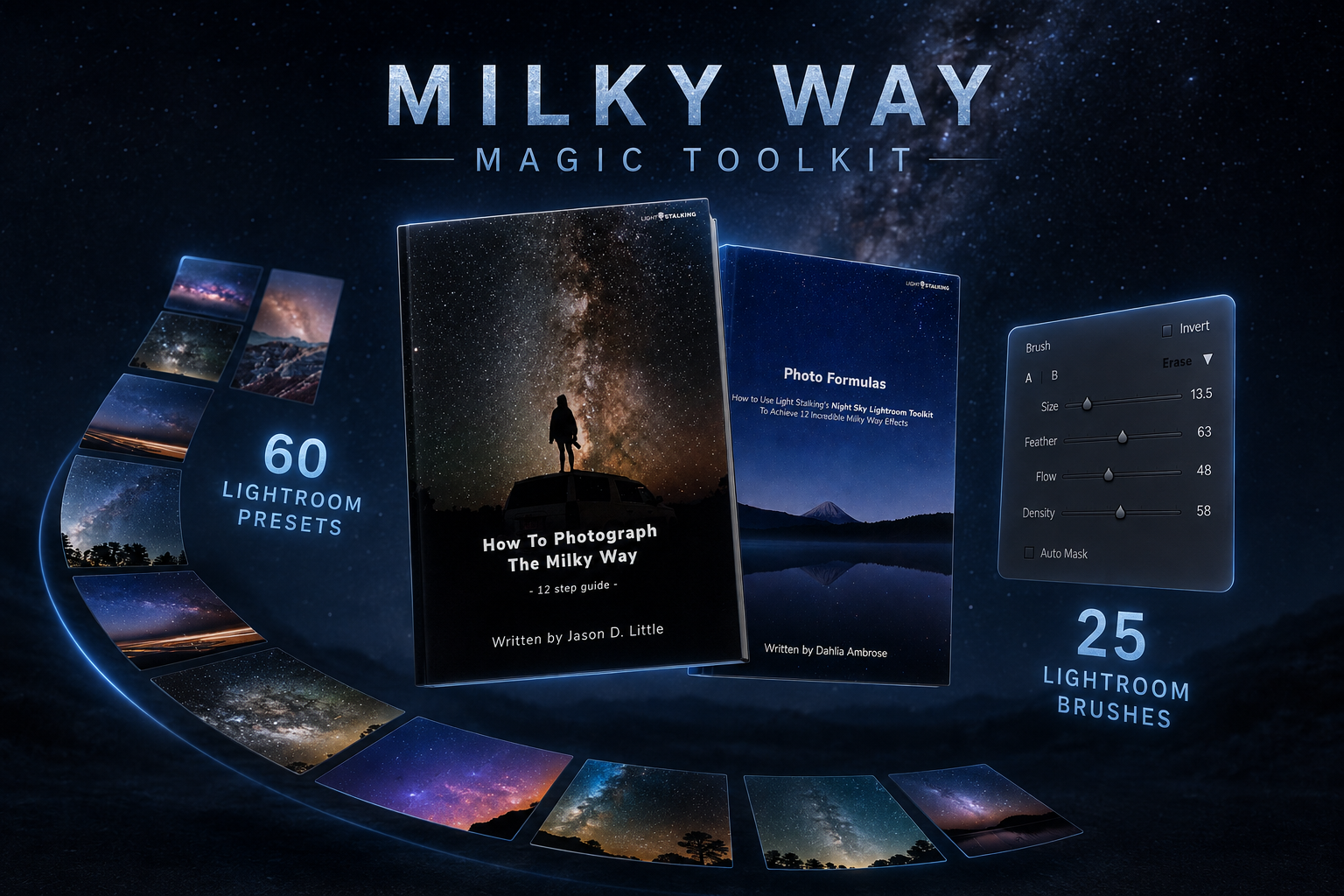 Milky Way Magic Toolkit with 60 presets, 25 brushes, 12 formulas and one shooting guide
