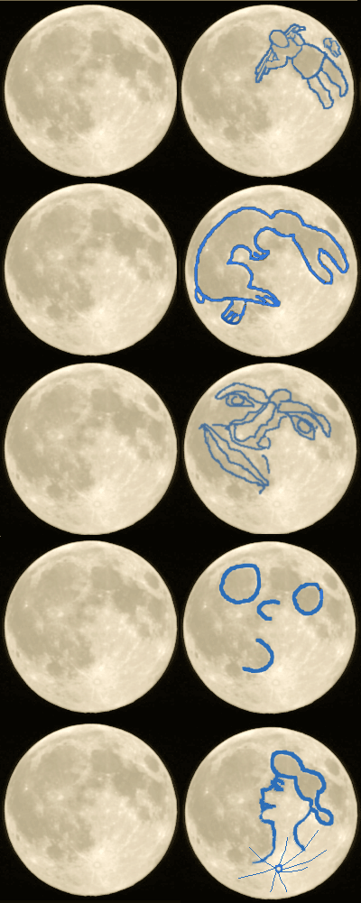Pareidolia on moon random patterns