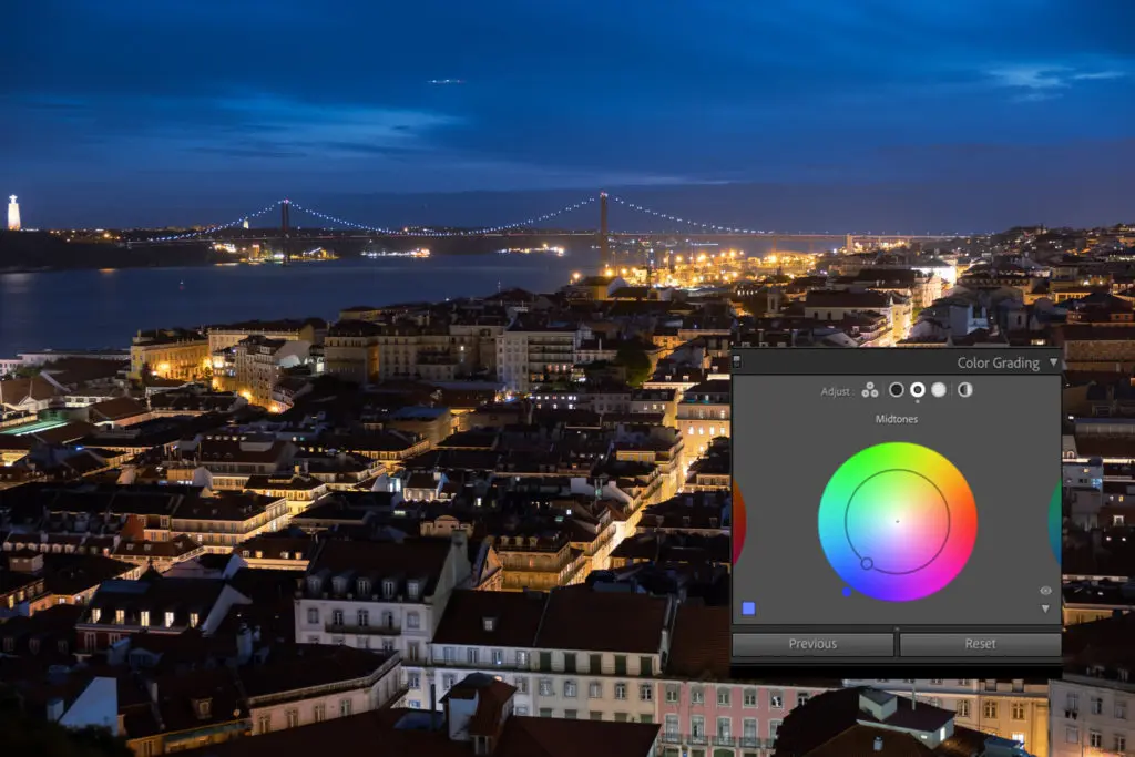 Adone Lightroom midtone color wheel.