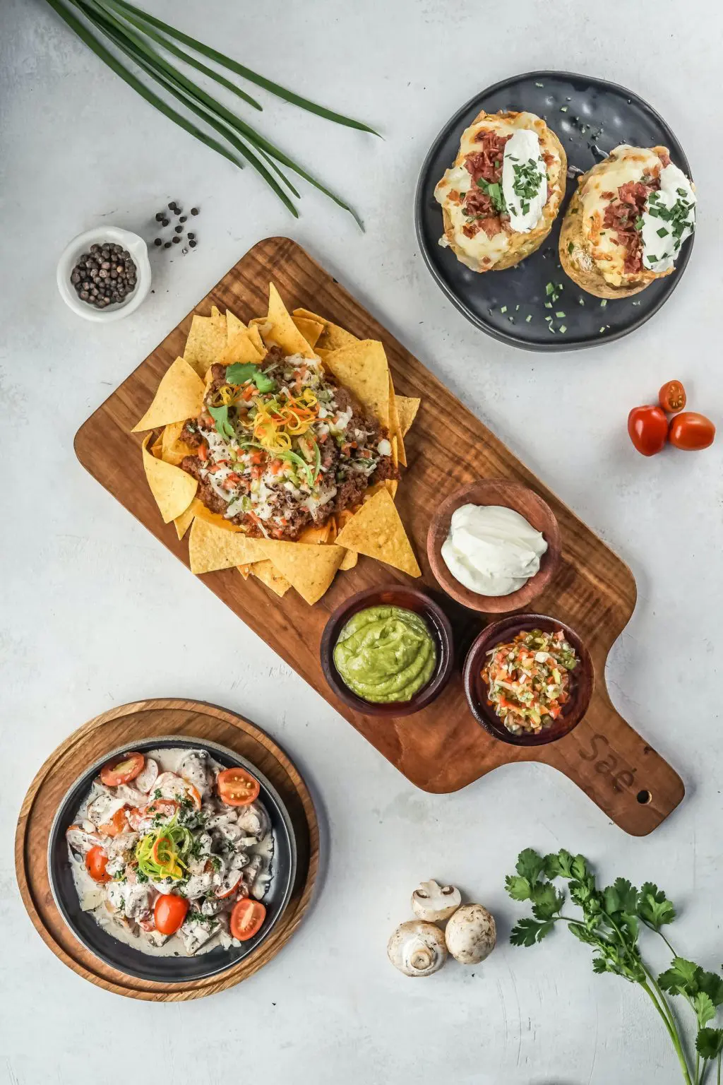 a variety of foods on a table