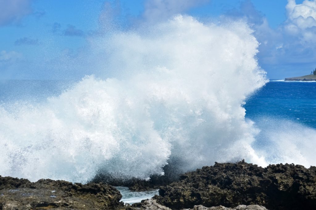 wave splashing against the rock