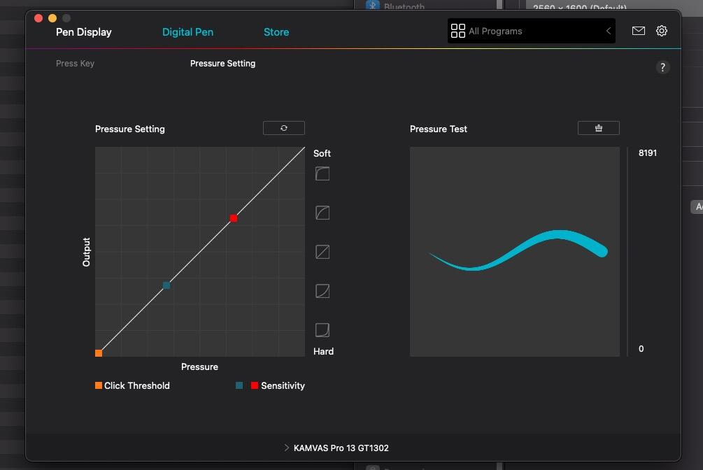 Adjusting the Kamvas Pro pen sensitivity 