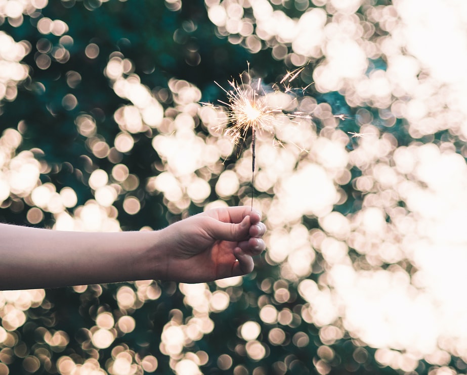 sparkler with bokeh