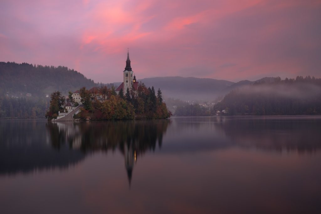 pink skies lake