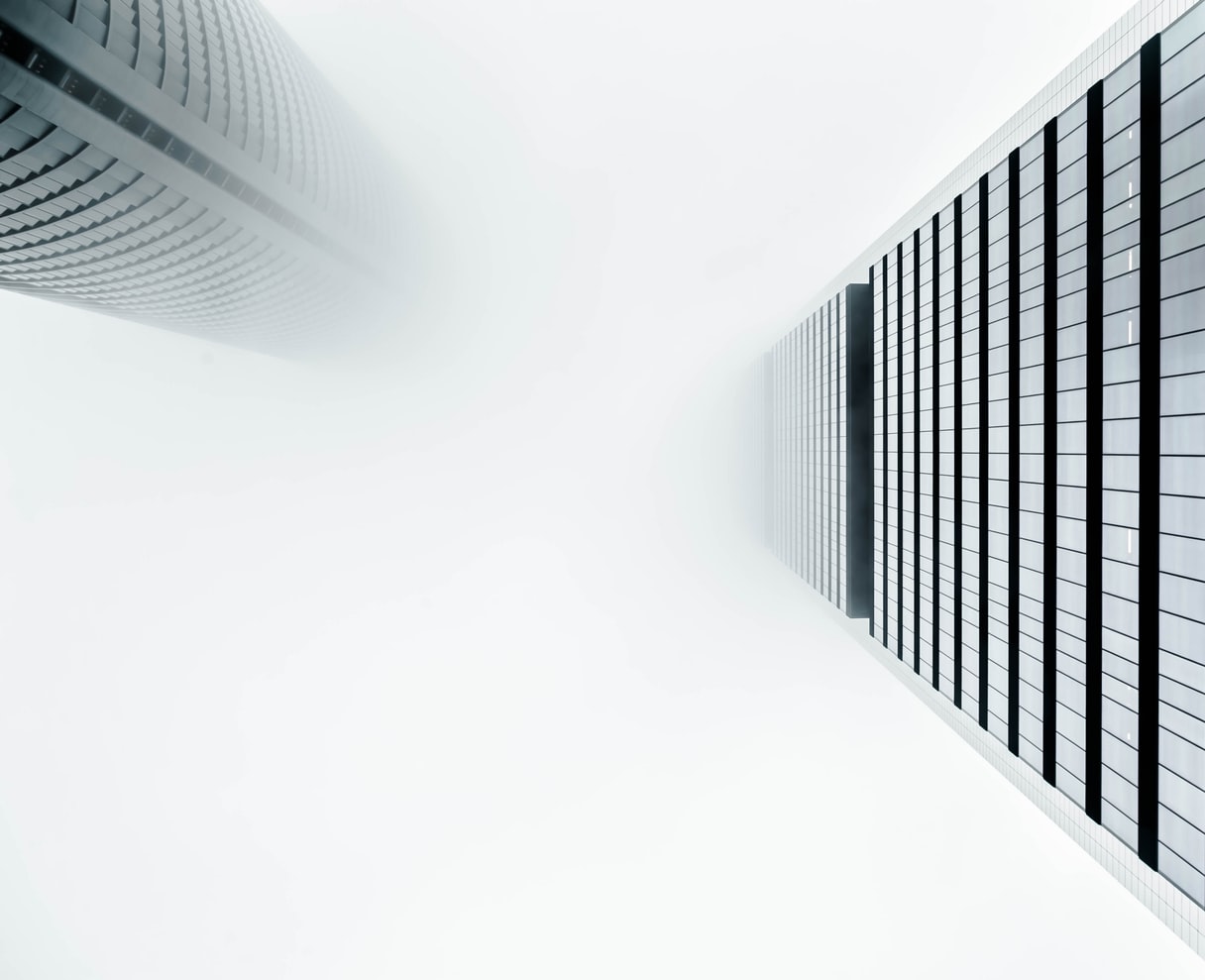 black and white skyscrapers perspective