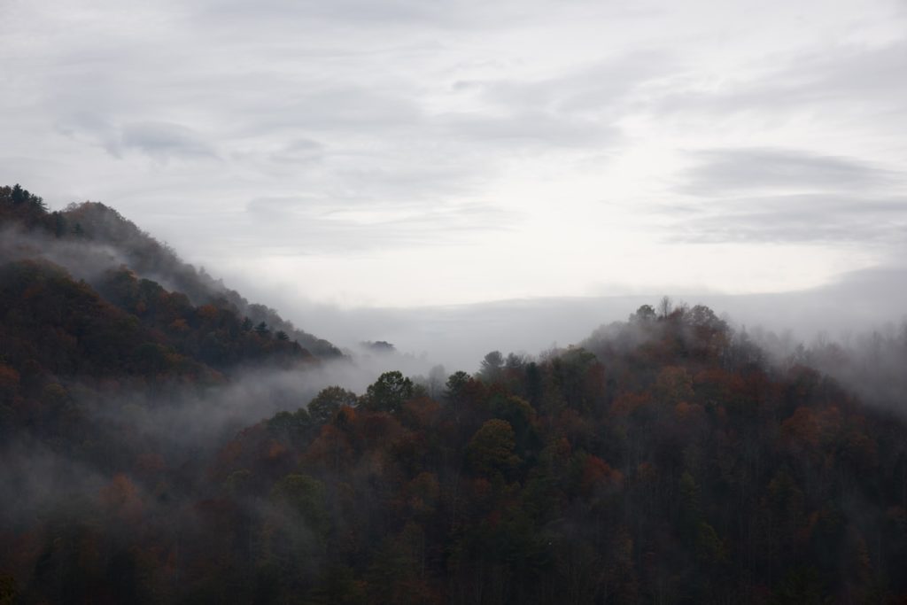 hazy mountain landscape