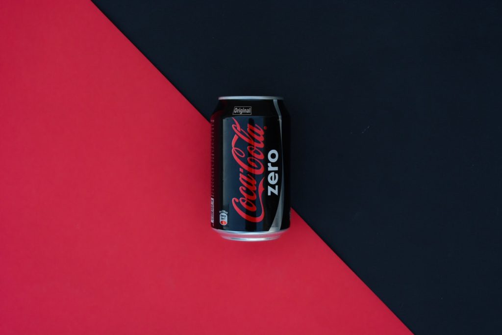 coca cola zero red and black product photography