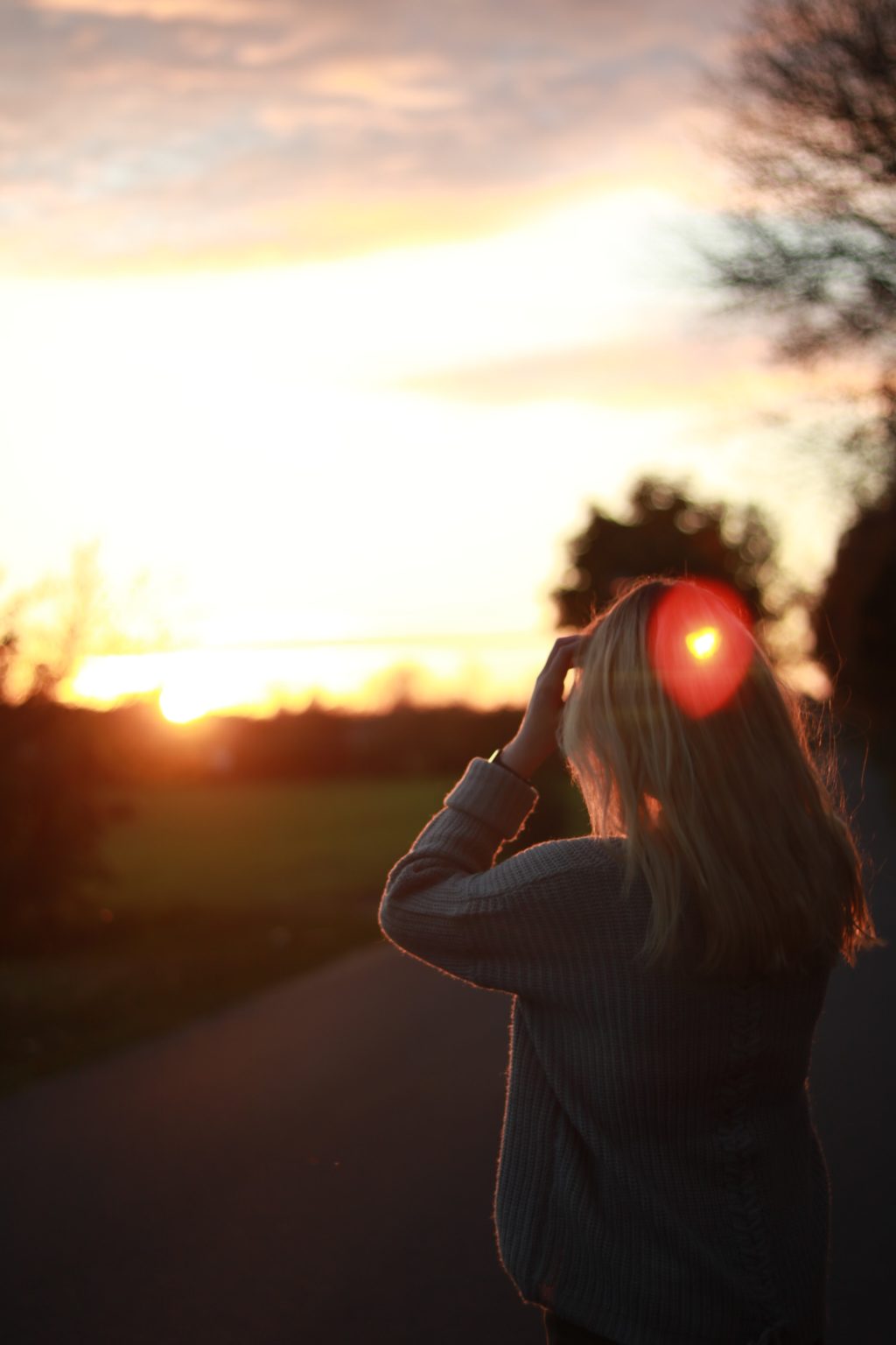 sunset portrait with bokeh