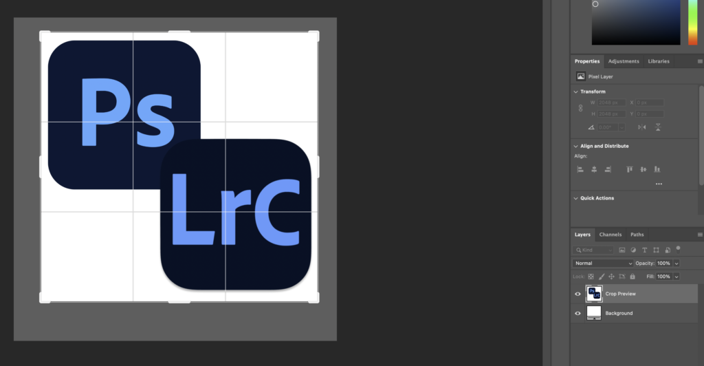 Adobe logos on Photoshop layers