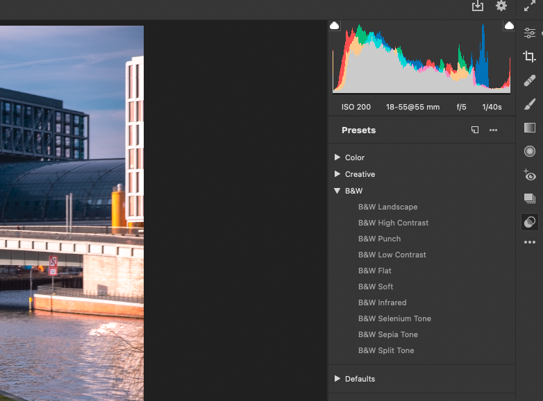 Adobe's presets in Photoshop