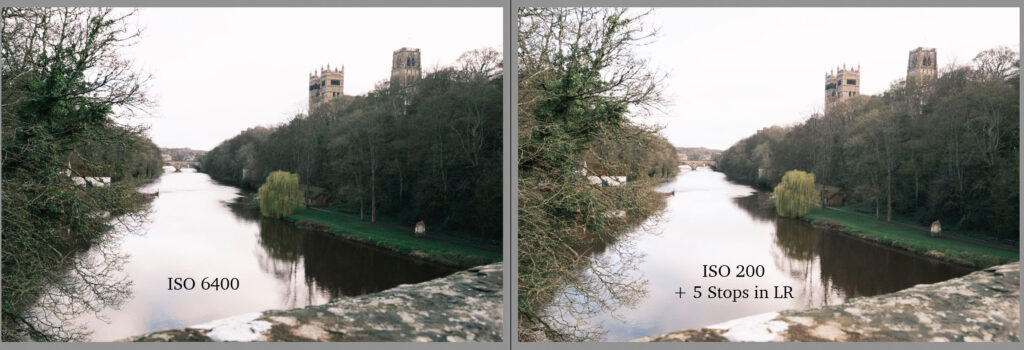 Two shots demonstrating ISO invariance