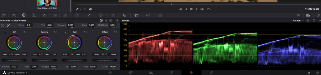 The parade window in Davinci Resolve color grade cinematic footage