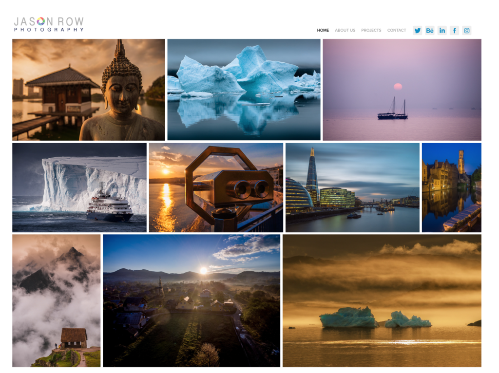 Screenshot of photographer's website