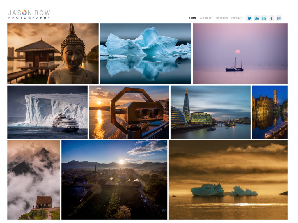 Screenshot of photographer's website 