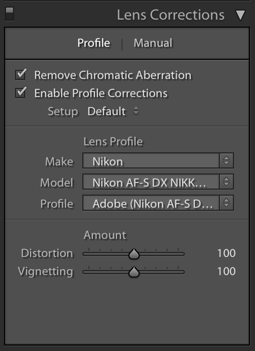 lens correction panel Lightroom