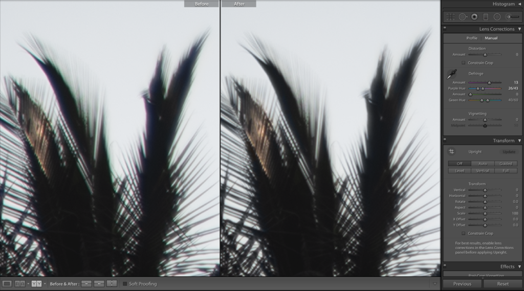 removing chromatic aberration manually