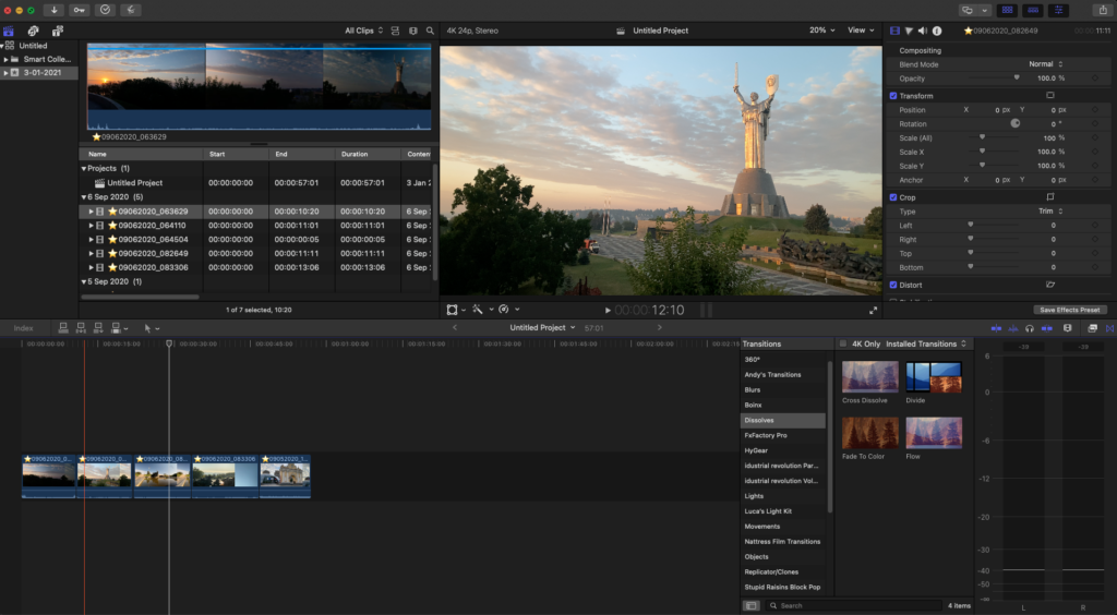 Video clips seen in Final Cut Pro