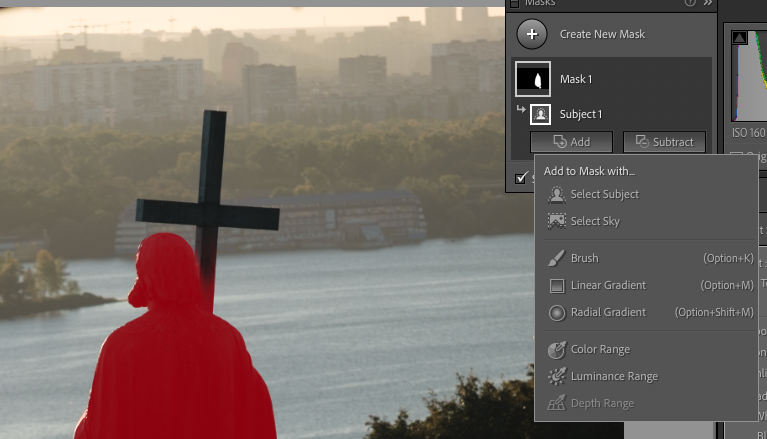 Adding to a mask in Lightroom Classic 