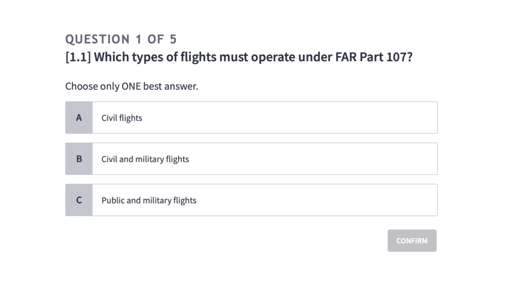 Interactive quiz on a drone course