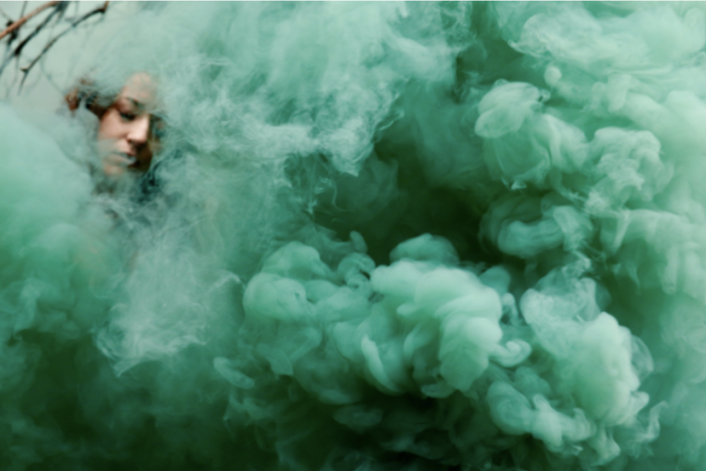 light green smoke bomb