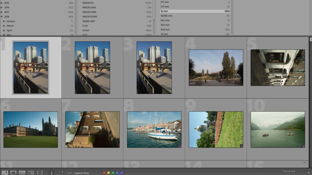 Screenshot of Adobe Lightroom's metadata filters