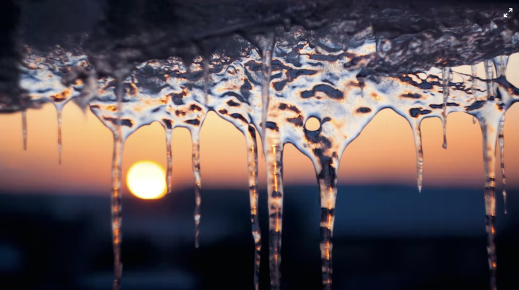 icicles with sunset