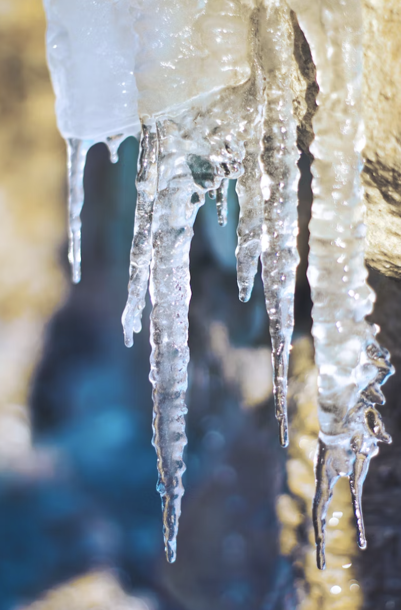 closeup sharp and long icicles