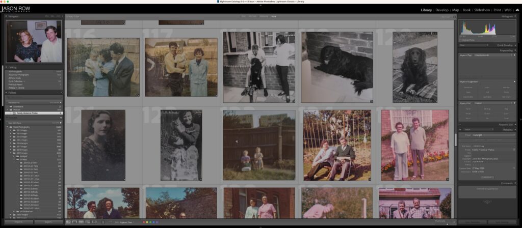 Screenshot of old photos in Lightroom