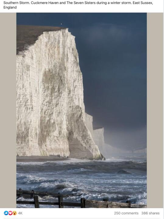 Seven Sisters cliffs in England during a storm
