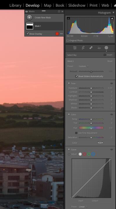 The mask editing options in Lightroom