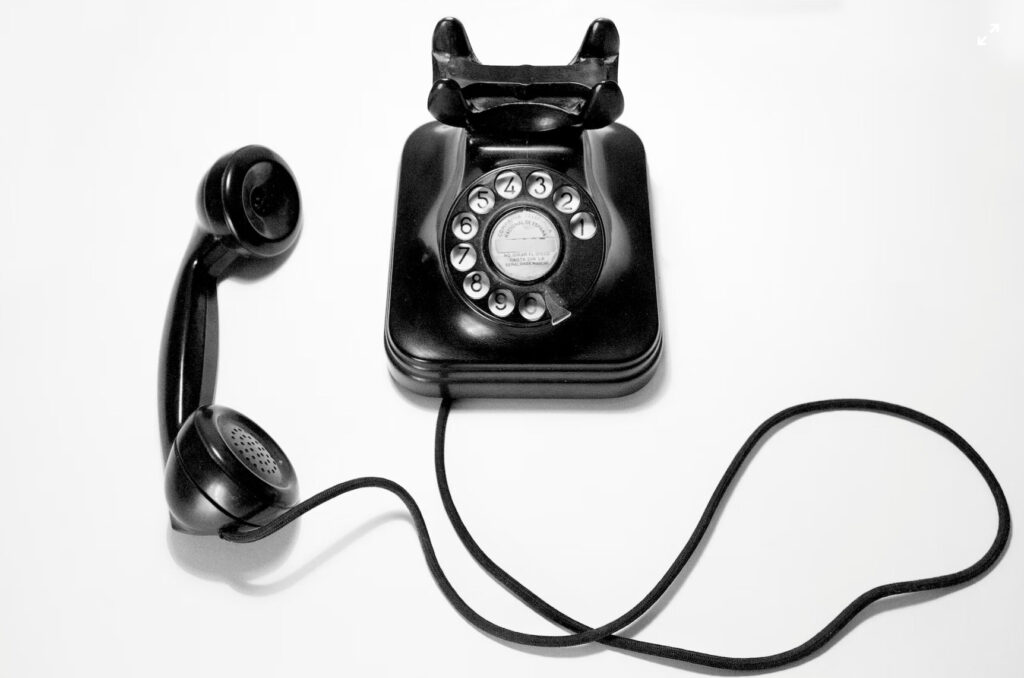 black telephone white background