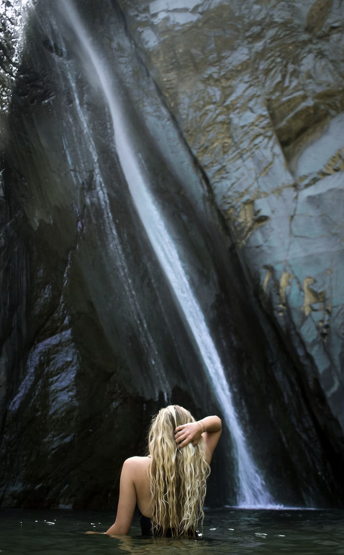 waterfall long haired blonde