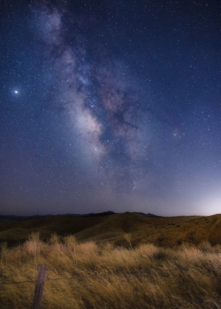 night sky above field