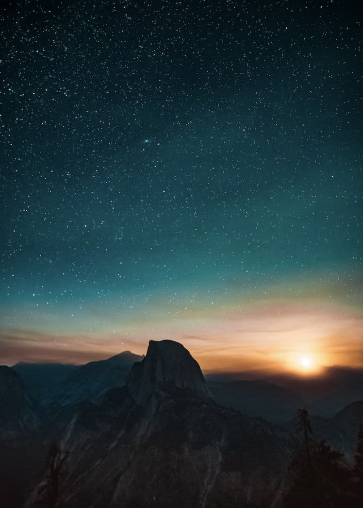 starry sky over mountains