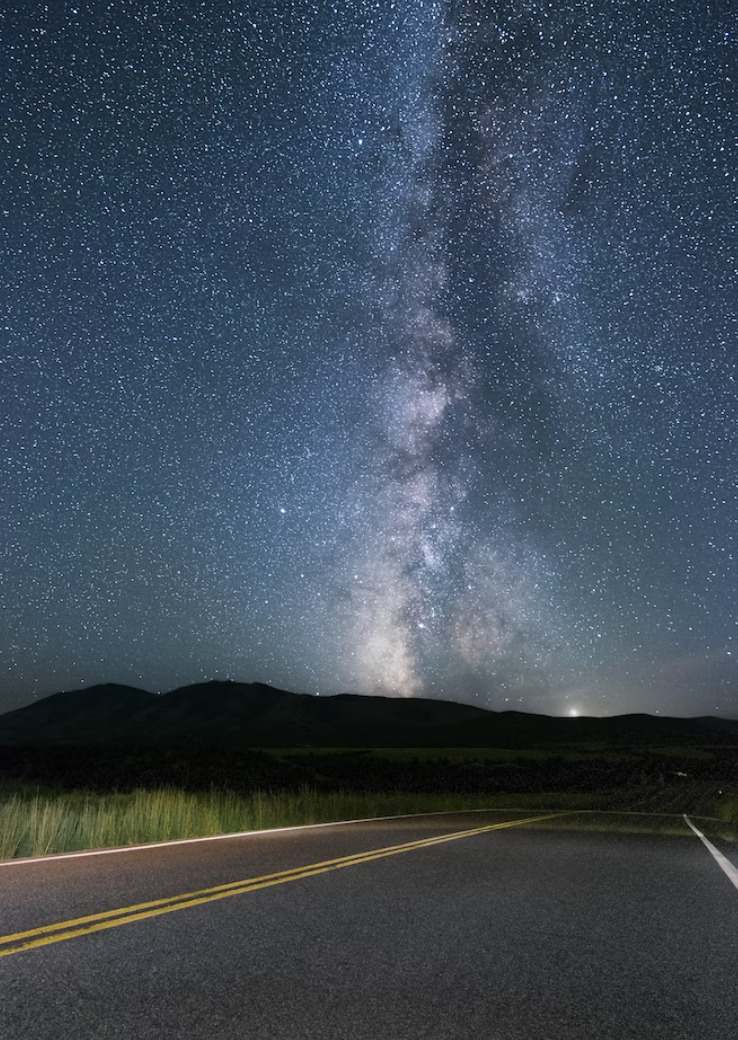 night sky above highway