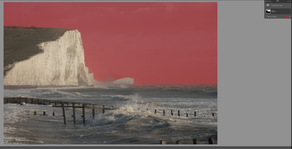Lightroom sky selection mask tool in action