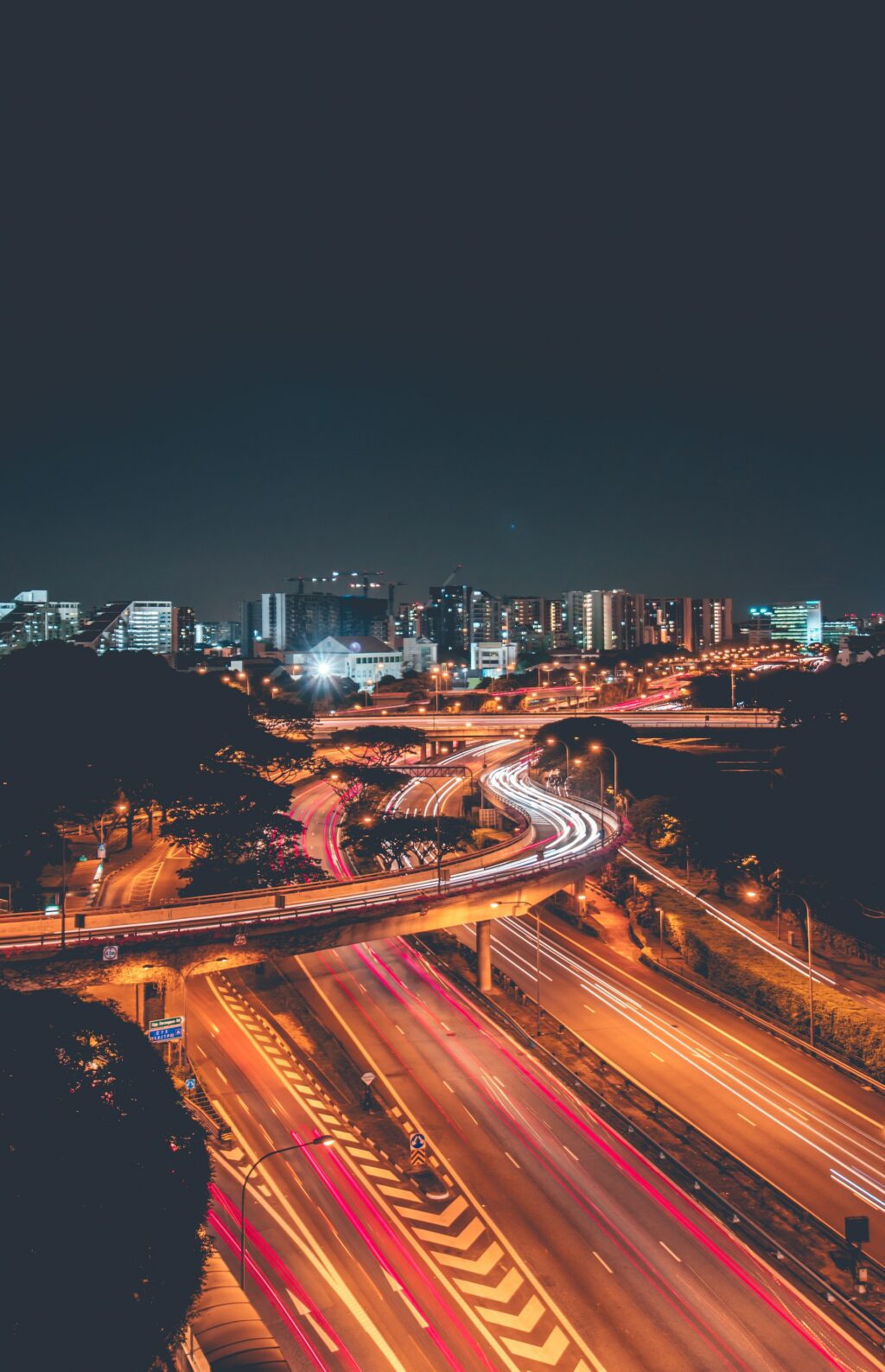 busy urban street at night